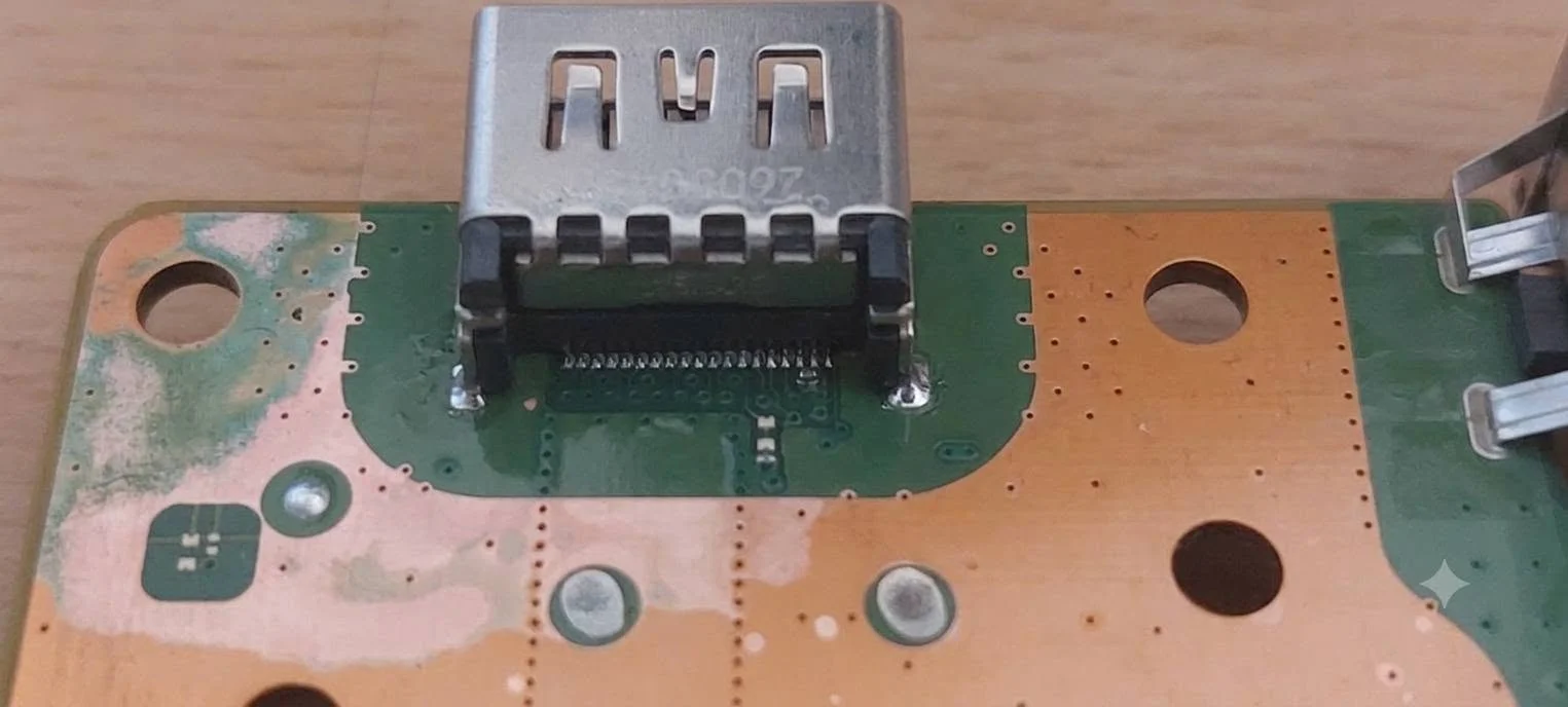 Mufa HDMI montată pe placa de bază a consolei PS5