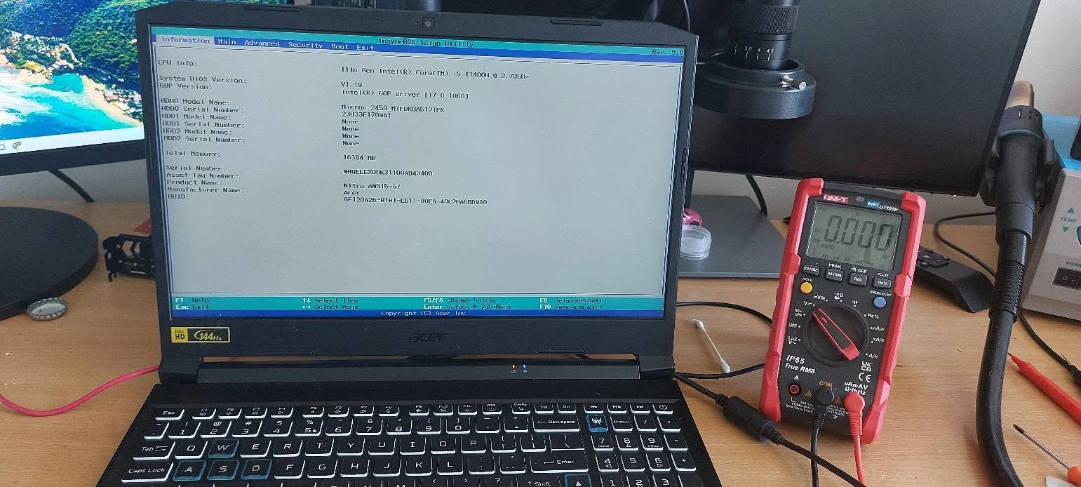 Acer Nitro 5 pornit după remedierea scurtcircuitului